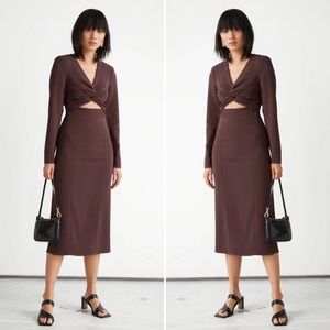 & Other Stories Brown Twist-Front Dress